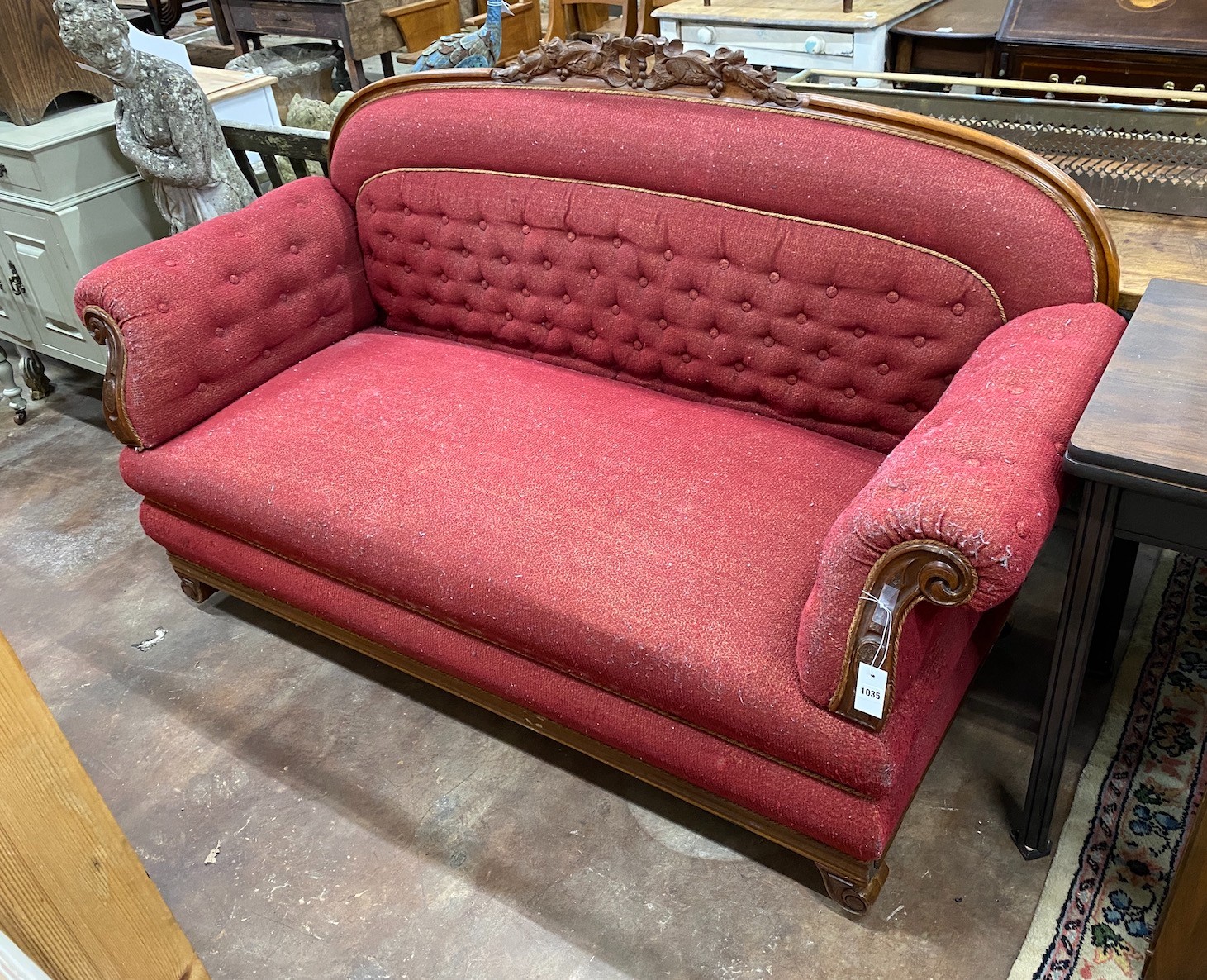 A 19th century French mahogany show-frame settee, width 1832cm